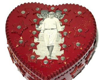 Babe Ruth Tramp Art Heart Box