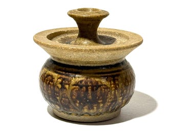 Vintage Stoneware Handmade Jam Jar with Lid
