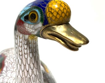 Antique Cloisonee Goose Trinket Box