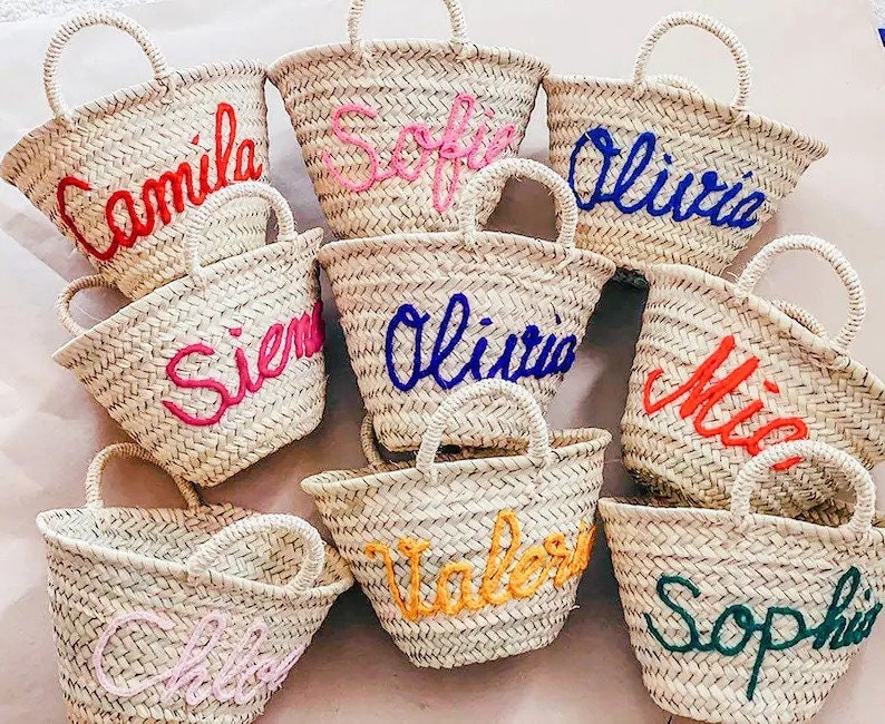 Personalized Straw Beach Bag, Rainbow – Linea Luxe