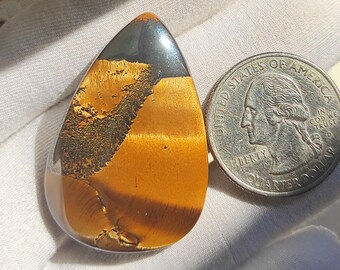 Cabujón de ojo de tigre de pera Marra Mamba: piedra preciosa muy pulida (39 x 26 x 7 mm, 66 cts aprox.)