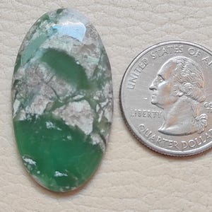 Natural Green Variscite Cabochon: Hand Polished Oval Gemstone (38x21x5 MM)