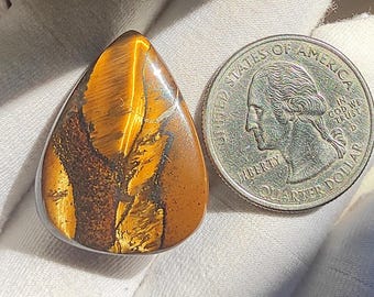 Cabujón de ojo de tigre de pera, marra y mamba: piedra preciosa pulida de 37 quilates