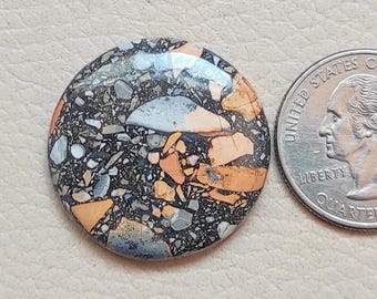 Cabujón natural de jaspe Maligano: piedra preciosa suelta redonda, 41 CTS