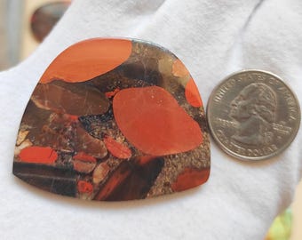 Pietra di budino di diaspro: ciondolo con pietra preziosa naturale (51x42x4,50 mm)