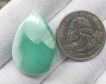 Blue Green Hemimorphite Cabochon: Pear Gemstone Pendant (28 CTS, 31x21x6 MM)