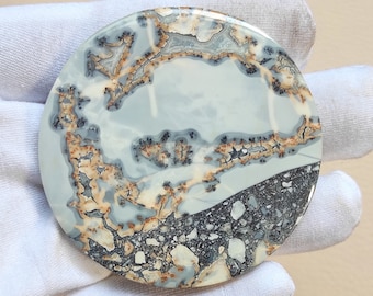 Cabujón Redondo de Jaspe Maligano: 196 Cts, 58x58x6 MM