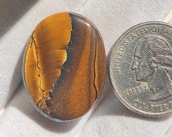 Cabujón de ojo de tigre Marra Mamba: piedra preciosa ovalada de alto brillo, 36 quilates