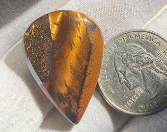 Cabujón de ojo de tigre de pera Marra Mamba: piedra preciosa pulida (31 x 21 x 6 mm, 35 quilates aprox.)