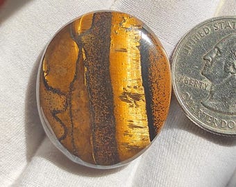 Cabujón de jaspe ojo de tigre Marra Mamba: piedra preciosa pulida (31 x 26 x 7 mm)