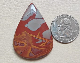 Natural Noreena Jasper Cabochon: Pear Stone for Jewelry Making (46x34x6 mm)