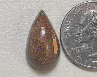 Natural Koroit Boulder Opal Cabochon, Pear Cut, 12 Carats
