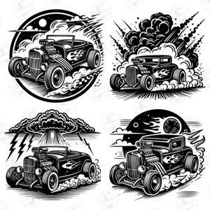 Hot Rod Car SVG PNG Bundle, Muscle Car Svg, Car Burnout Svg, Muscle Car Cut Files, Muscle Car Vector, Hot Rod Muscle Car Burnout