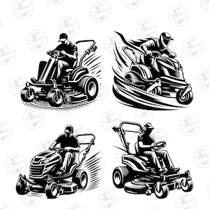 Zero Turn grasmaaier SVG PNG-bundel, actie grasmaaier Svg, landschapsarchitectuur Svg, grasmaaier gesneden bestanden, grasmaaier Vector, grasmaaier illustraties