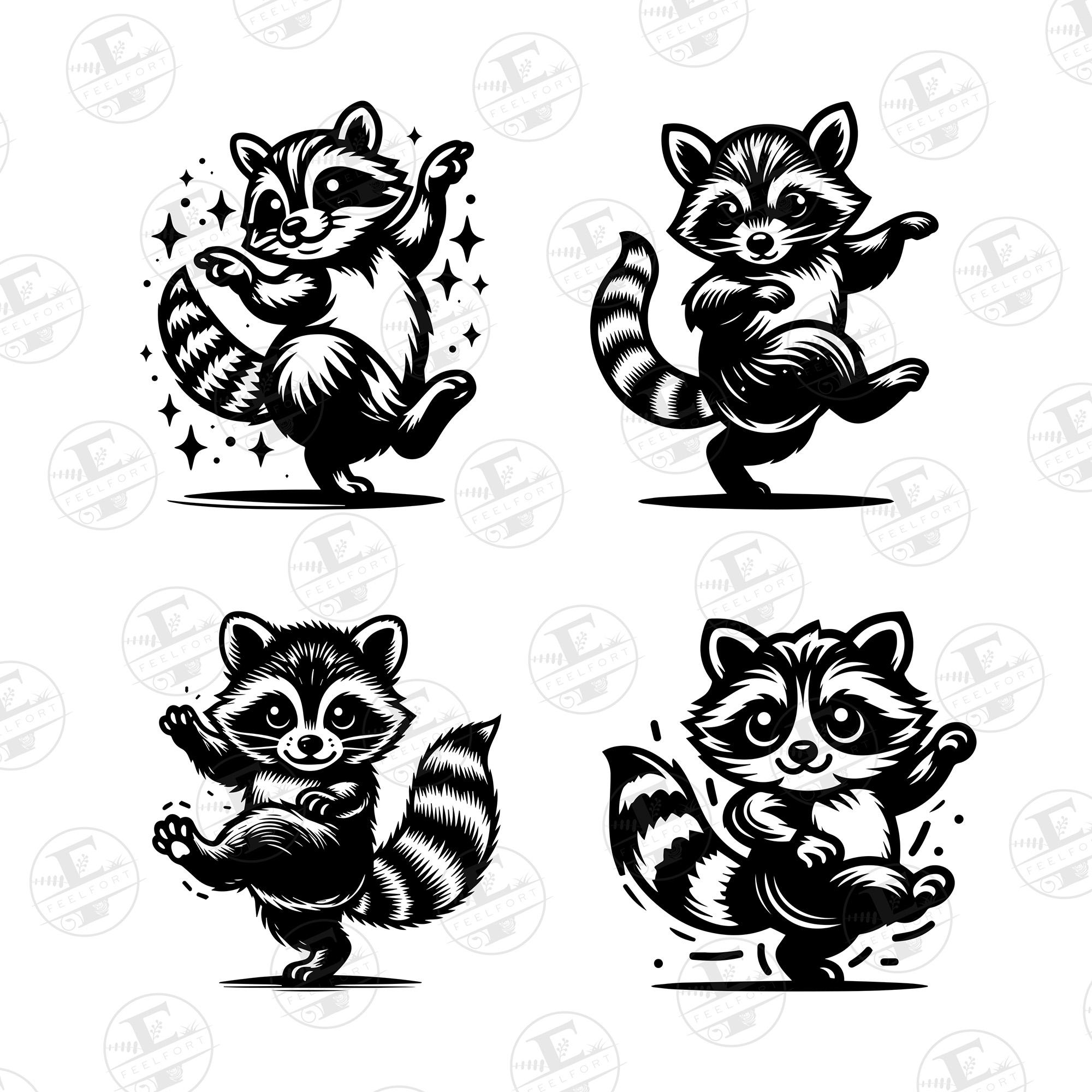 Dancing Baby Raccoon SVG PNG Bundle, Raccoon Clipart, Dancing Animal ...