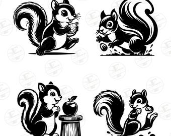 Grappige eekhoorn SVG en PNG bundel, grappige eekhoorn Clipart, grappige dieren Svg, Wildlife Svg, dieren Clipart, transparante achtergrond