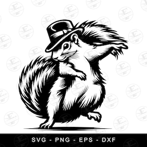 Fichiers SVG et PNG écureuil dansant, Clipart écureuil, danse animal Svg, écureuil Cricut, animaux, écureuil découpé au Laser