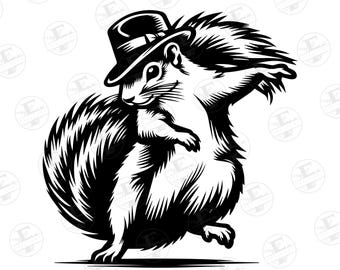 Paquete SVG y PNG de ardilla bailando, clipart de ardilla, animal bailando en formato Svg, ardilla Cricut, clipart de animales, archivos de ardilla cortados con láser
