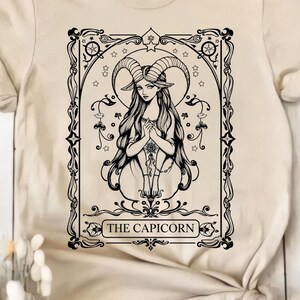 T-shirt unisexe carte de tarot du zodiaque Capricorne, chemise astrologie, vêtements horoscope, cadeau d'anniversaire, haut graphique mystique