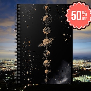 Celestial Spiral Notebook - Cosmic Planner, Astronomy Journal, Starry Night Notebook, Galaxy Sketchbook, Space Lover&#39;s Gift