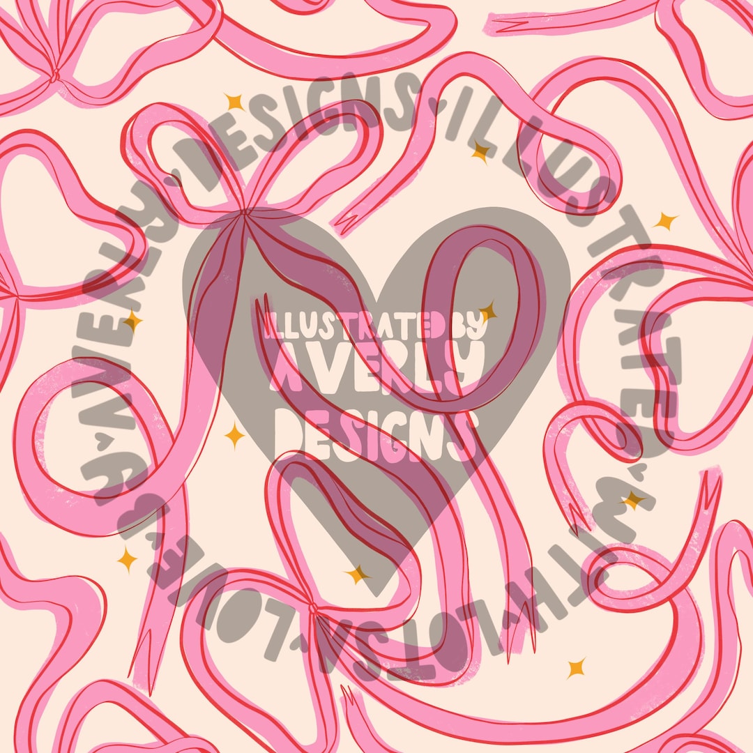 Swirling Bows Repeat, Seamless Pattern Tile, Surface Pattern, Digital ...