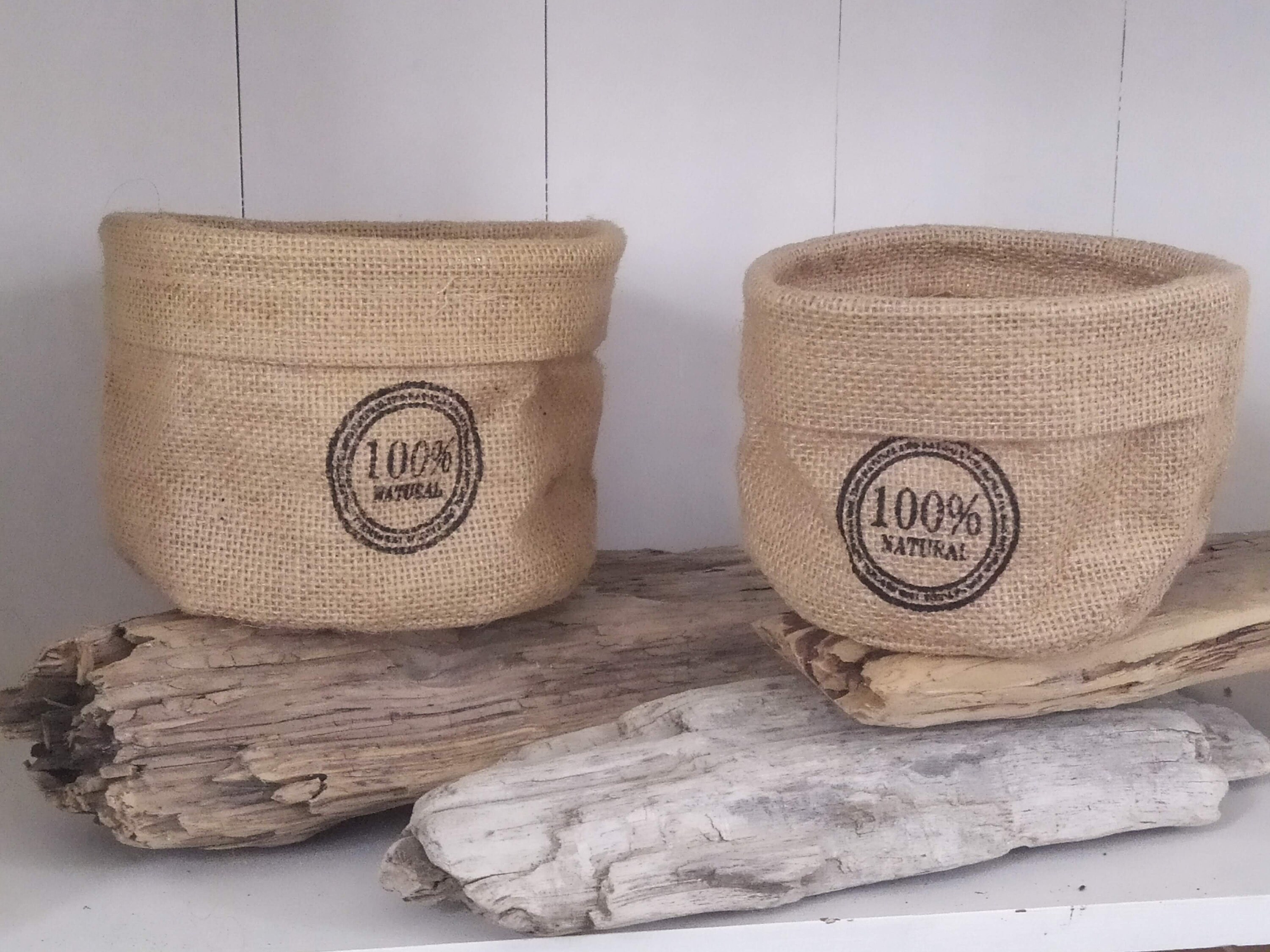 Ensemble de 2 cache pots en toile de jute | Etsy