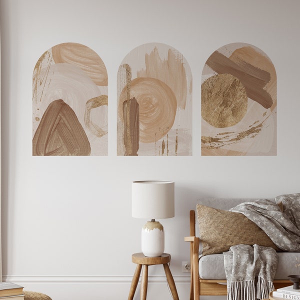 Pennellate acriliche Set di decalcomanie ad arco / Boho Wall Art Sticker / Adesivo murale astratto / Arredamento d'interni minimalista per la casa / Boho Decor