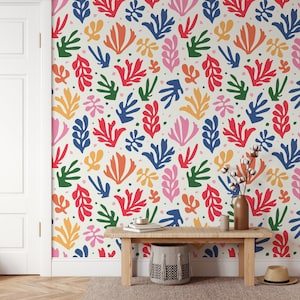 Henri Matisse La Gerbe Colorful Flower Wallpaper | Removable Peel and Stick Wall Decal | Self Adhesive Wall Art | Modern Accent Wall Art