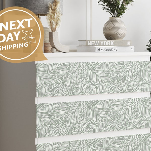 Banana Leafs Pattern #03 - Ikea Malm Dresser Decal - Ikea Hack For Ikea Malm Drawers - Ikea Furniture Wall Stickers - Furniture Upcycle