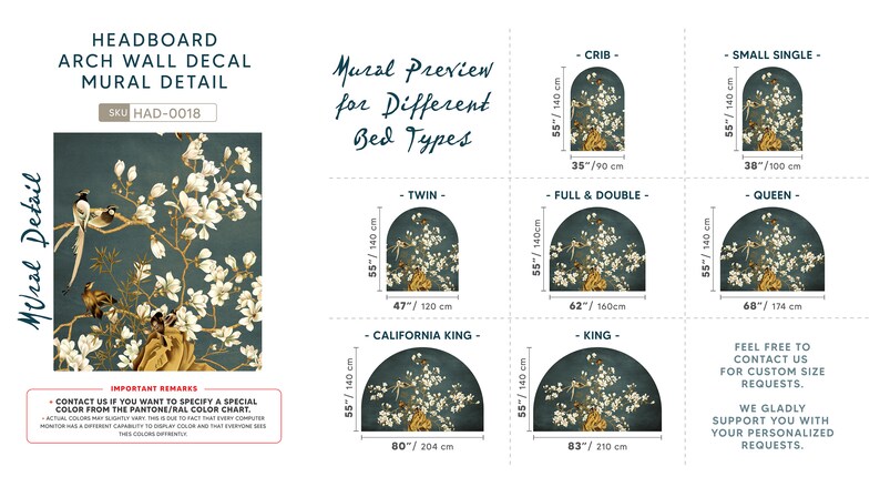 Headboard Wall Stickers Removable Boho Arch Decal Color - Etsy