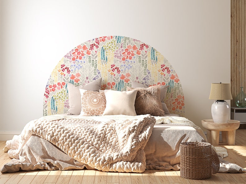 Headboard Wall Decal Bed Arch Sticker Summer Floral Etsy