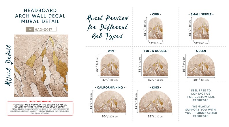 Headboard Wall Stickers Removable Boho Arch Decal Color - Etsy