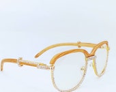 Money Mayweather Vintage Retro Custom Gold and Sand Brown wood Frames Glasses with Clear lens
