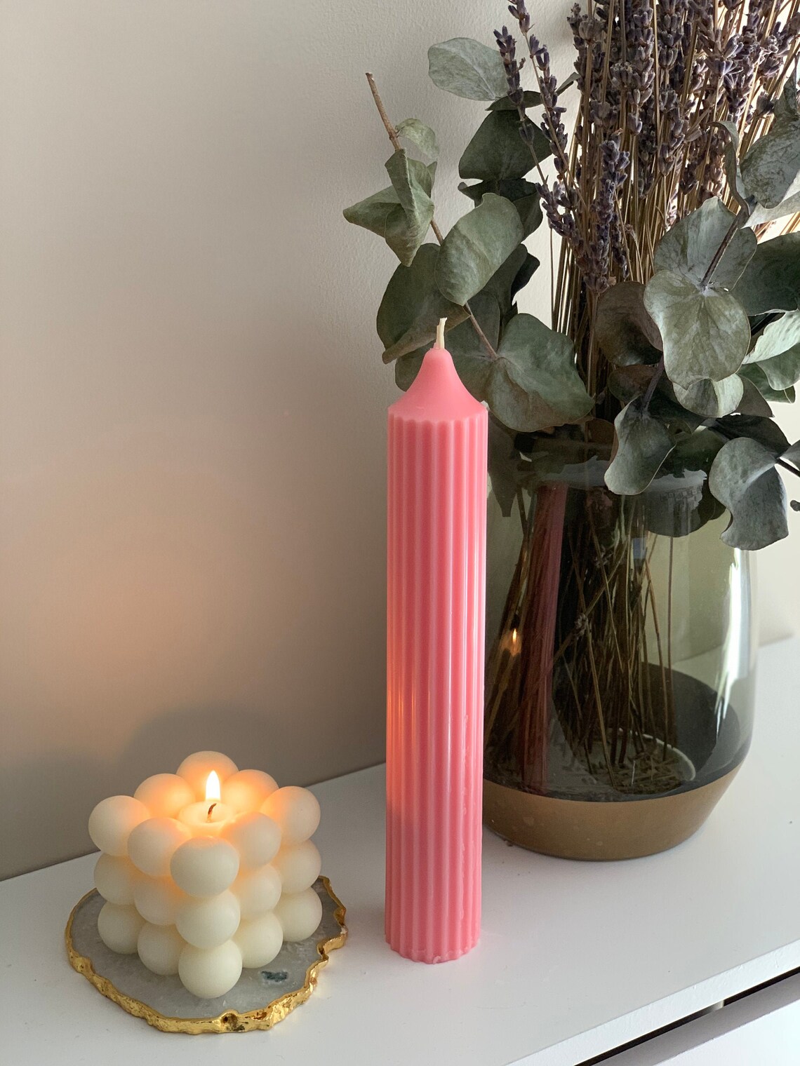 Large Pillar Candle Ribbed Pillar Candle Pillar Soy Candle Etsy