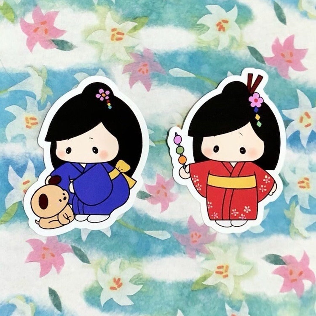 Japanese Girl Stickers Cute Kawaii Sticker Etsy