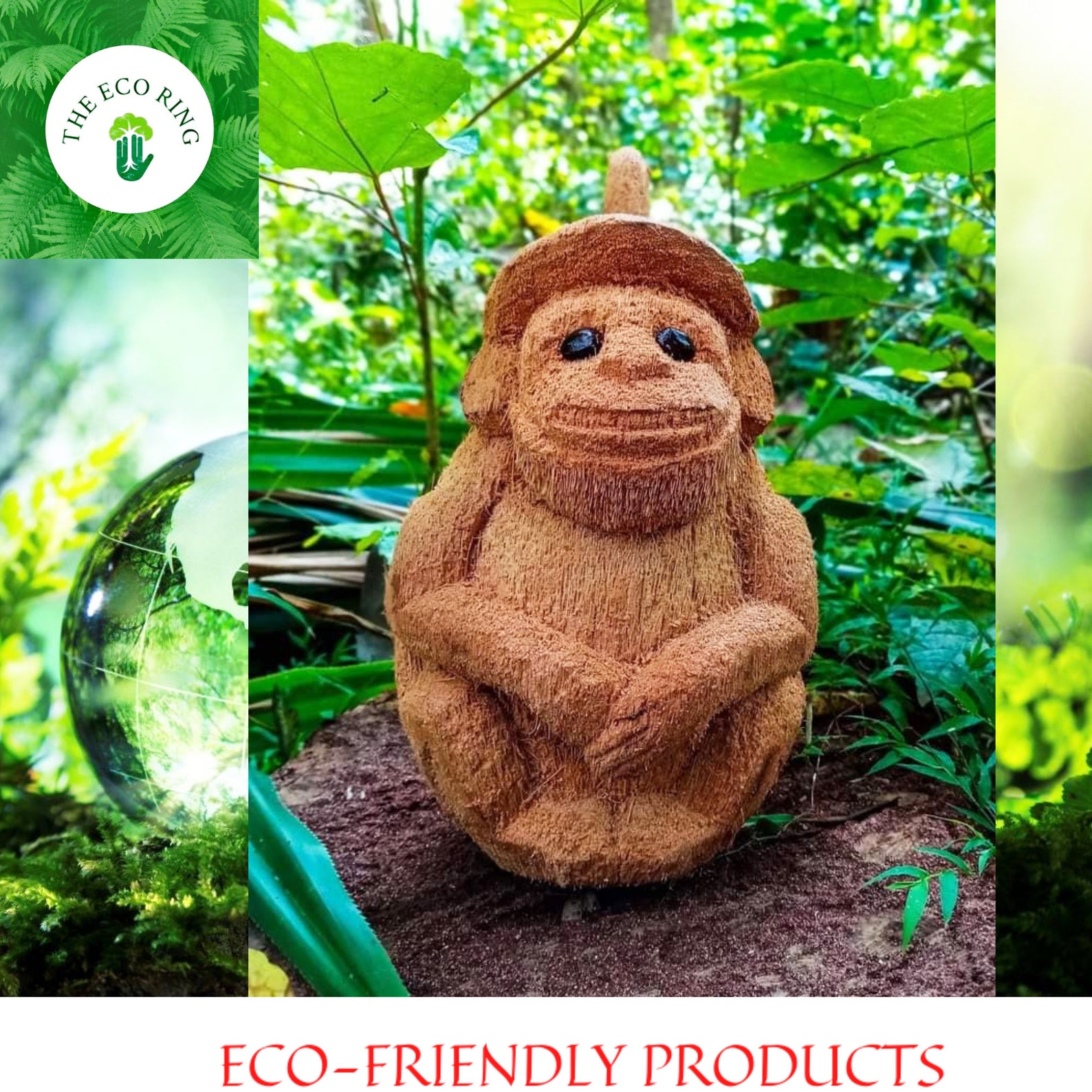 Monkey Home Decor Made By Coconut Nuts Etsy