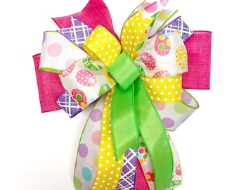 Indoor/outdoor Easter bow, Easter egg bow, front door bow, lantern bow, mailbox bow, Easter gift bow, lamppost bow, Easter gift ideas