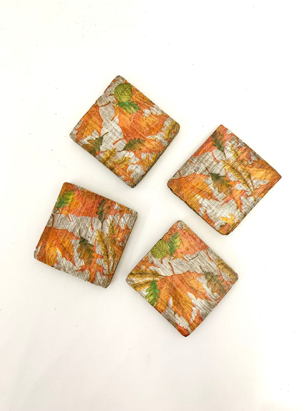 Decoupaged Coasters, Drink Coasters, Country Table Decor, Fall