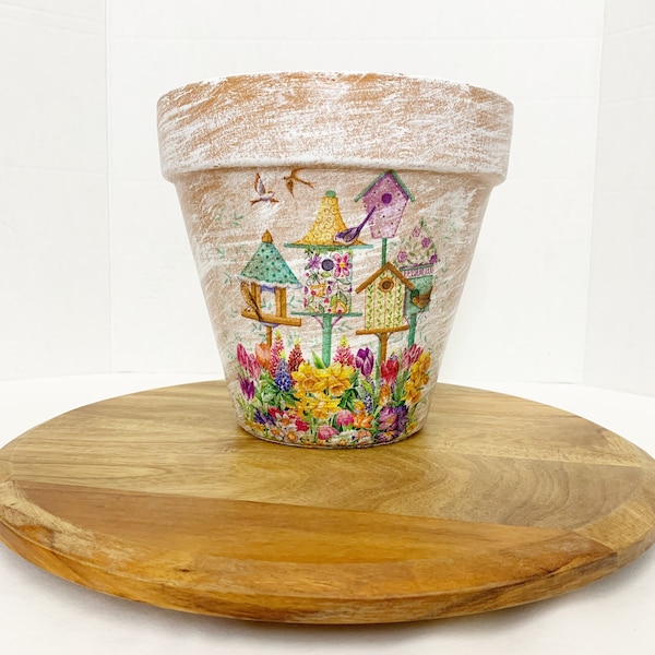 Decoupage Flower Pot Etsy