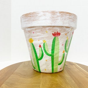 Decoupaged cactus garden planter, cactus flower pot, southwest garden decor, cactus porch planter, southwest home decor, gardeners gift