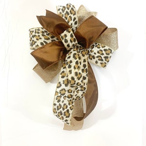 Indoor/outdoor cheetah print bow, cheetah lantern bow, cheetah mailbox bow, wreath bow, front door bow, lamppost bow, fall cheetah bow
