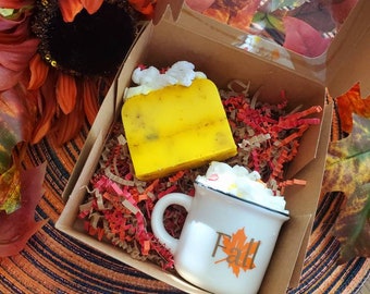 Fall Gift Box With Mini Mug Candle and Soap