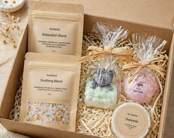 Spa Gift Box with Bear Candle, Shea Soap, Bath Salts & Bomb