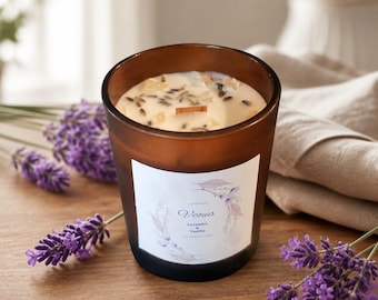 Lavender And Vanilla Soy Wax Candle 7 oz/ Scented Candle/ Jar Candle/ Spring Candle/ Floral Scent Candle