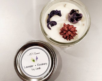 Vela de soja com lavanda e alecrim/ 4 oz/ derramada à mão