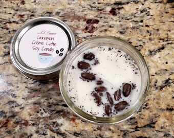 Cinnamon Creme Latte Soy Wax Candle/ Coffee Lover Candle/ 4 oz Coffee Candle/ Handmade Coffee Candle