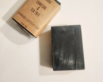 Natural Activated Charcoal and Tea Tree Oil Soap Bar - Gentle Exfoliation, Acne Cleansing for Men & Women