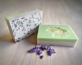 Lavender and Lime Handcrafted Shea Butter Soap for Face and Body/ Nourishing and Cleansing Soap