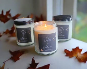 Leather and Labdanum Scented Fall Candle/ House Gift/ Masculine Scent