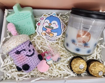 Kawaii Gift Box/Boba Gift Box/ Boba Lovers Gift/ Boba Candle/ Boba Theme/ Birthday Gift Box/ Boba Gift Set/ Self Care/ Housewarming Gift
